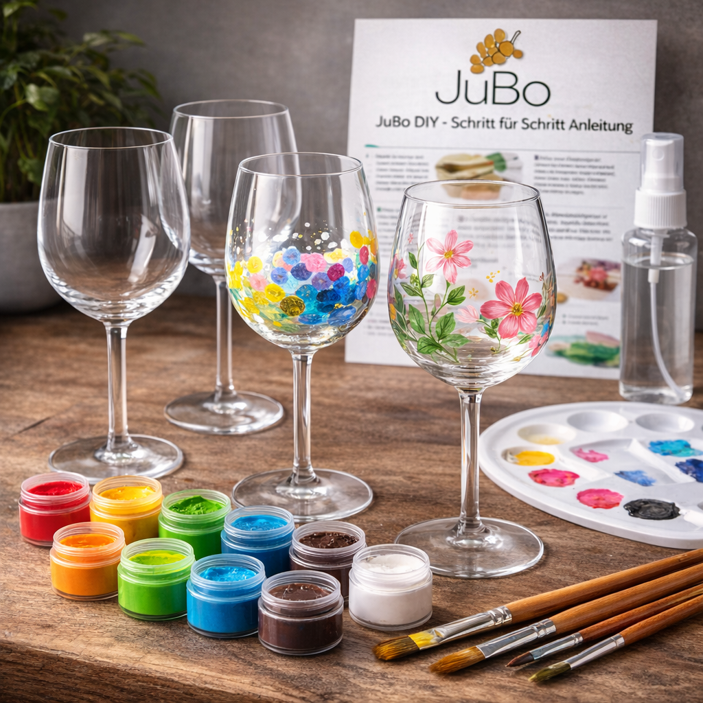 Weingläser bemalen Set - Komplett Set mit 4 Universal Weingläsern