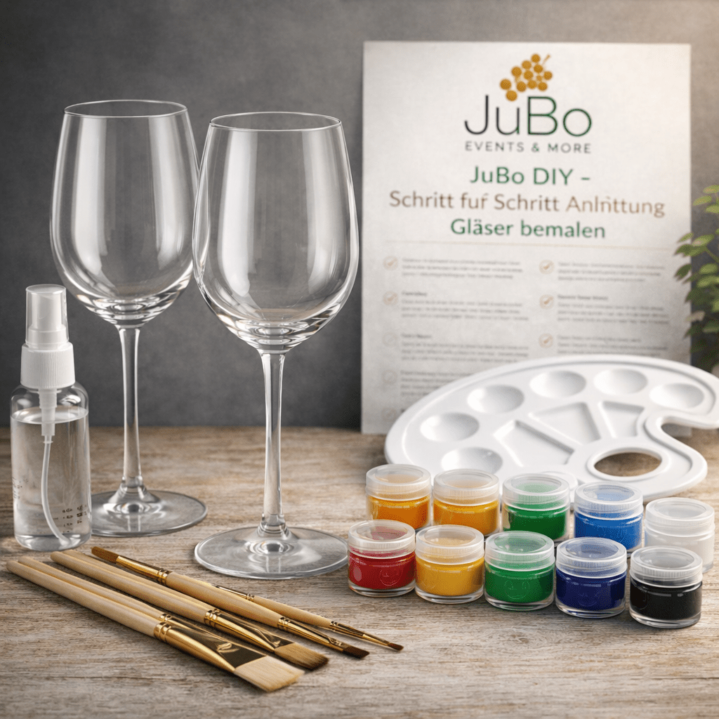 Weingläser bemalen Set - Komplett Set mit 2 Universal Weingläsern