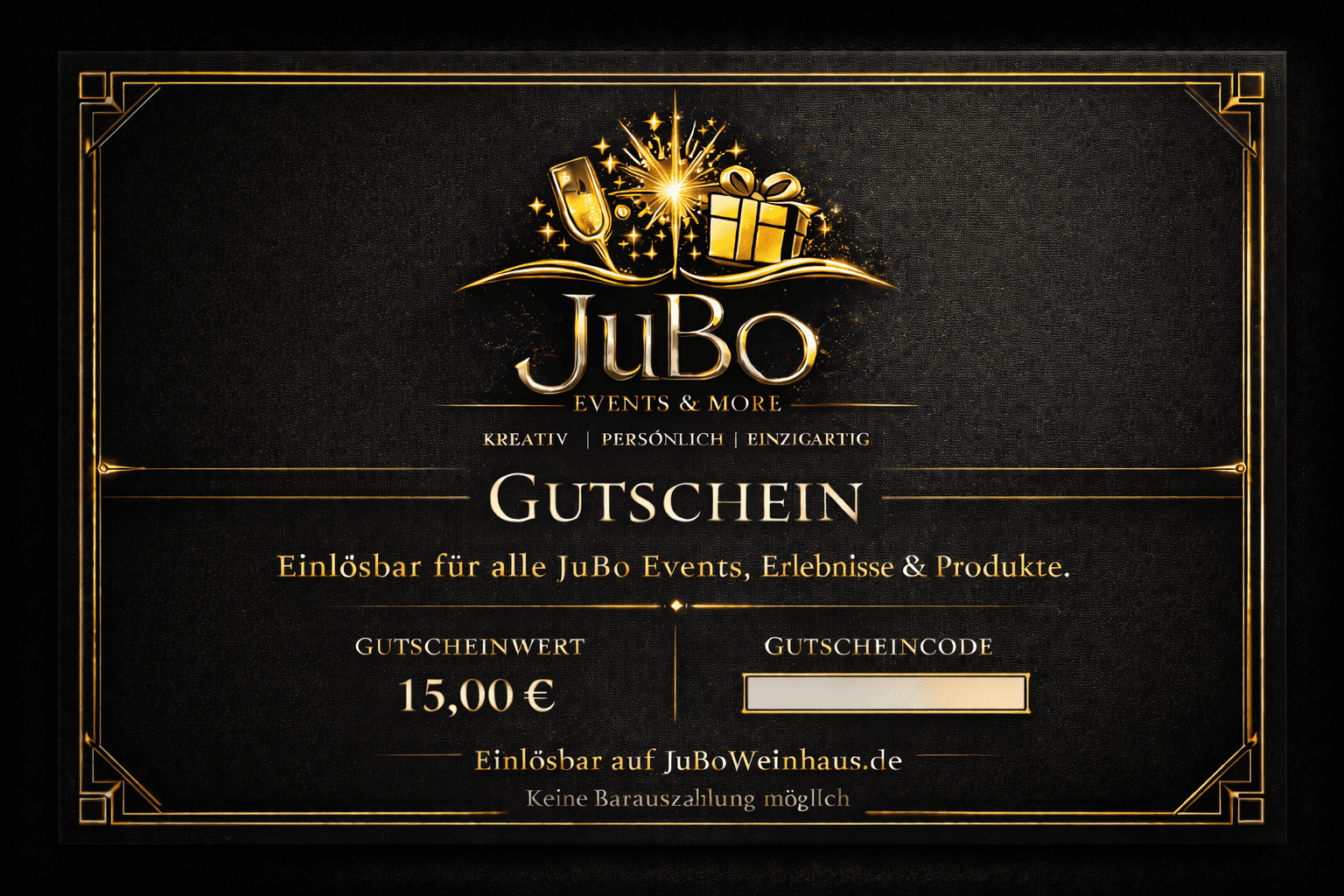 JuBo Gutschein - 15,00€ - Motiv: Art Deco