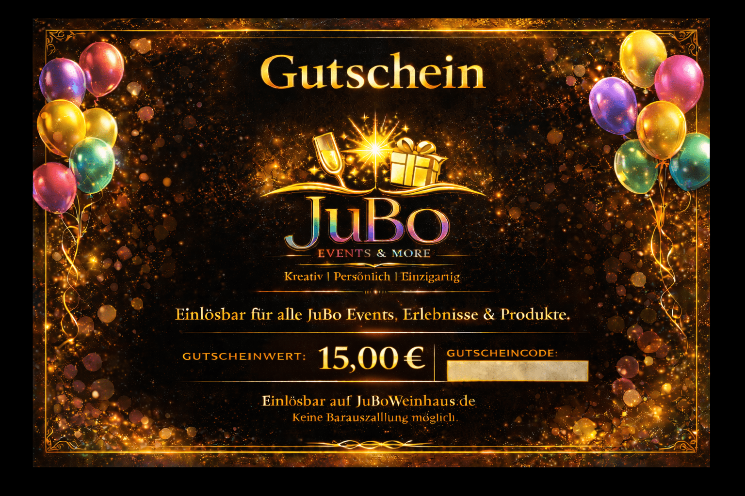 JuBo Gutschein - 15,00€ - Motiv: Ballons