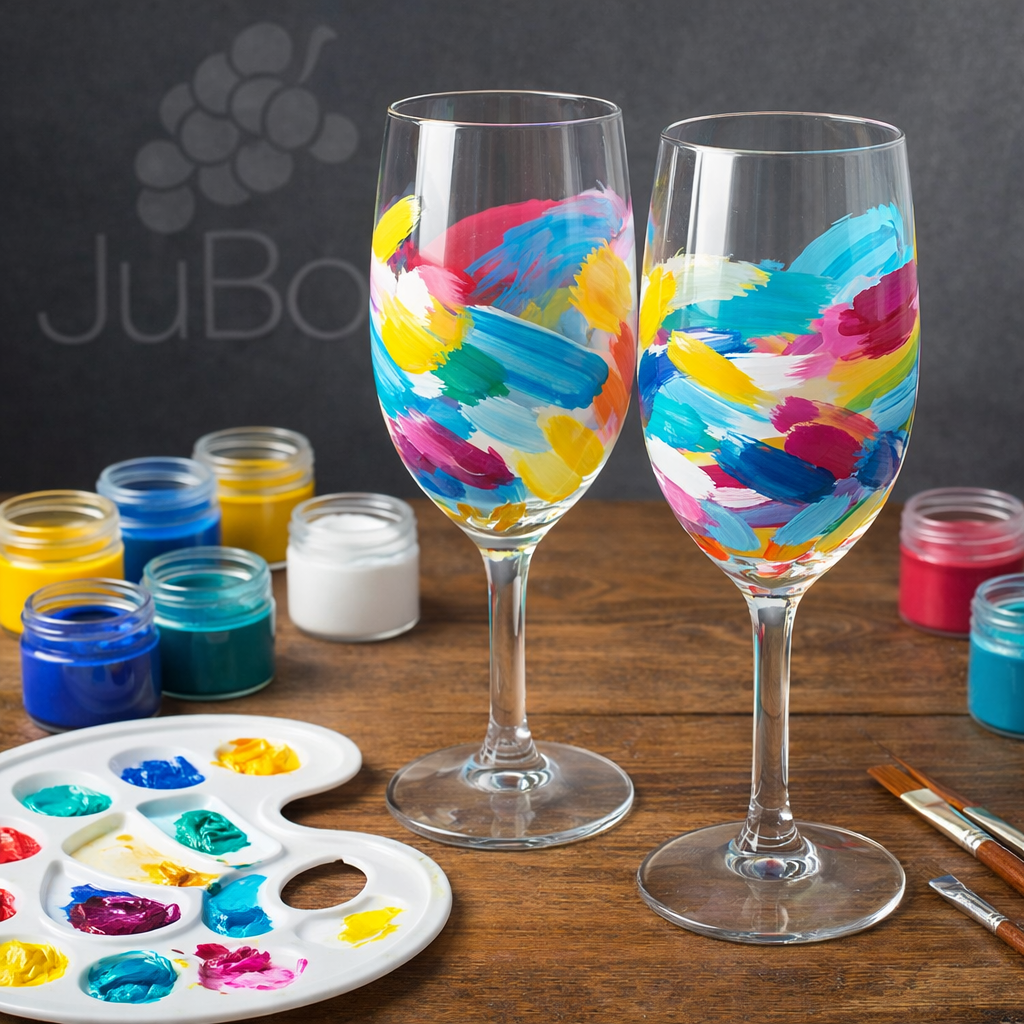Sektgläser bemalen Set - Komplett Set mit 2 Universal Sektgläsern - Beispielbemalung 3