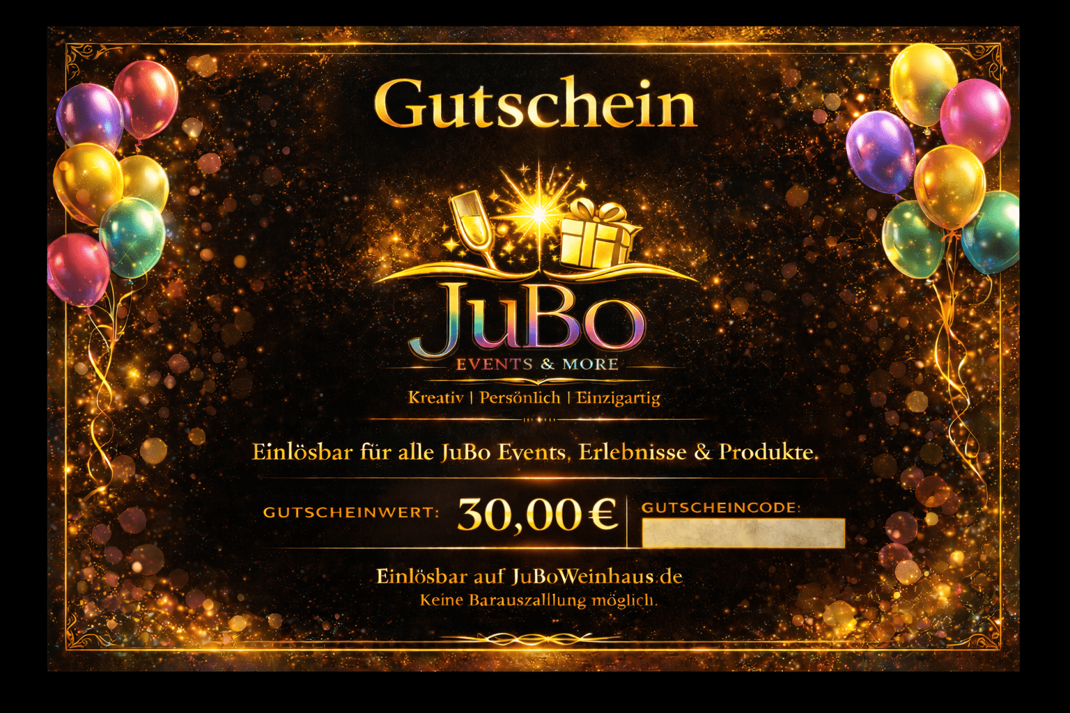 JuBo Gutschein - 30,00€ - Motiv: Ballons
