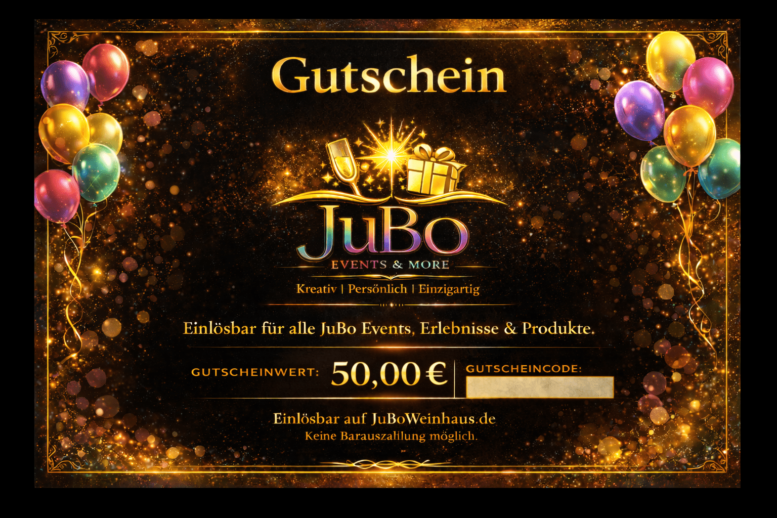 JuBo Gutschein - 50,00€ - Motiv: Ballons