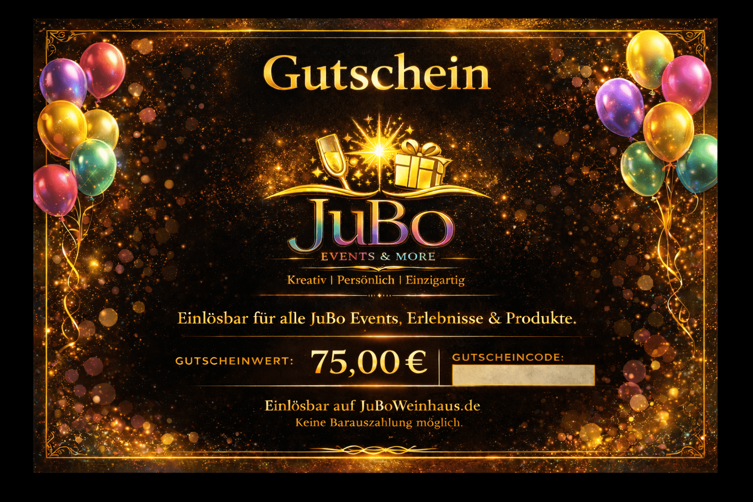 JuBo Gutschein - 75,00€ - Motiv: Ballons