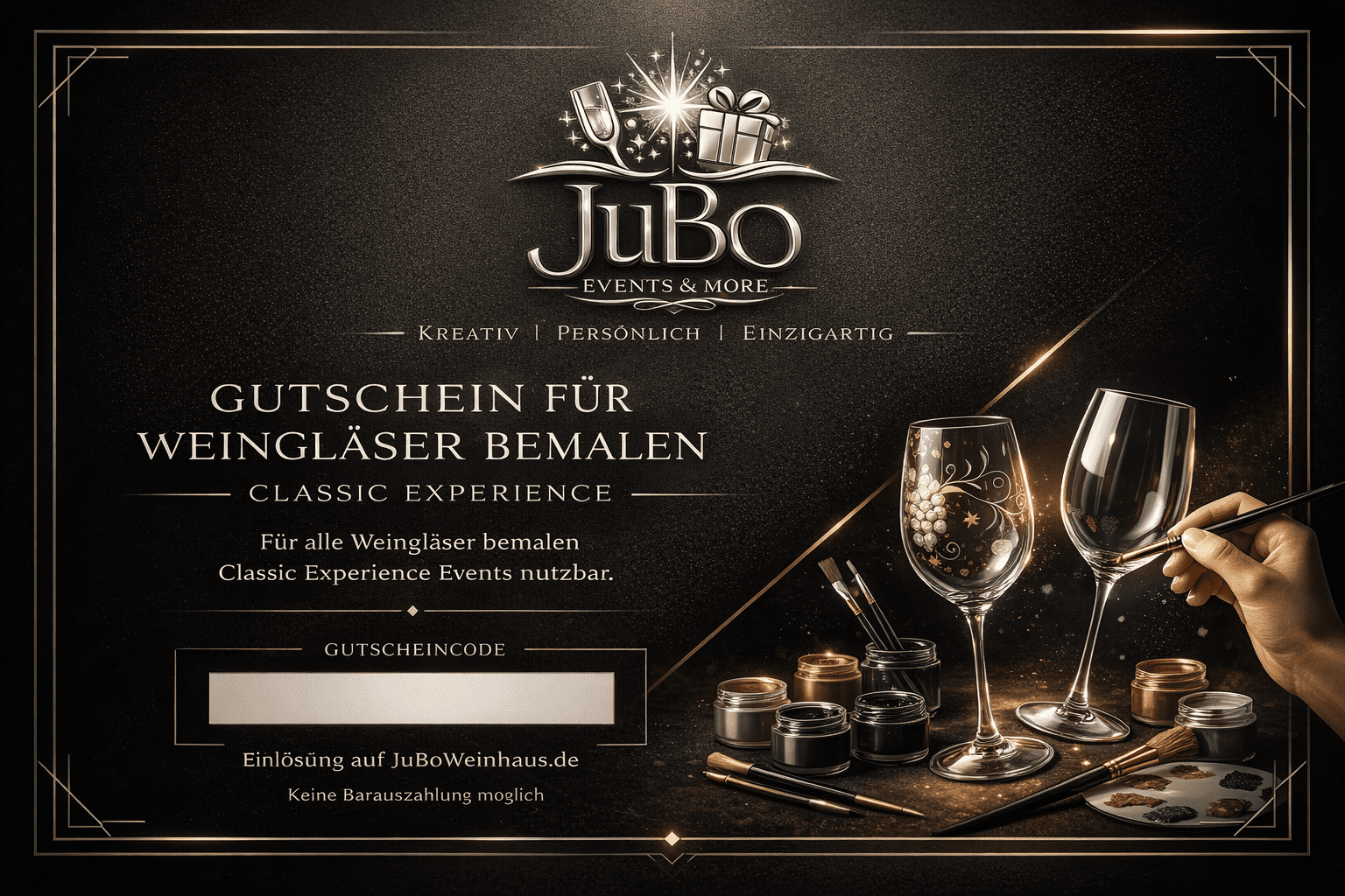 Gutschein für Weingläser bemalen Classic Experience  - Optik 1 - JuBo Events & more