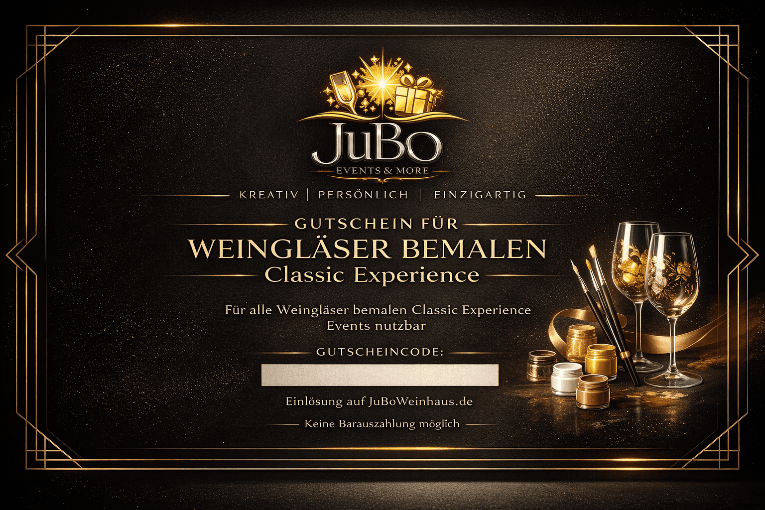 Gutschein für Weingläser bemalen Classic Experience - Optik 2 - JuBo Events & more